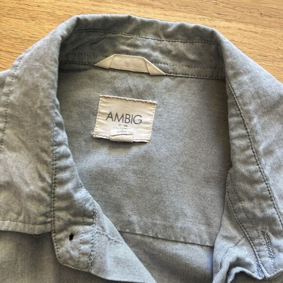 Ambig Mens Blue Long Sleeve Button Down Front Size Medium Cotton Blend Classic - Picture 2 of 9